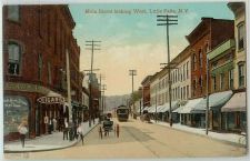 Buy New York Little Falls Main ST Looking West Paved Road w/Trolley car and Tr~206