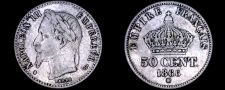 Buy 1866-BB French 50 Centimes World Silver Coin - France