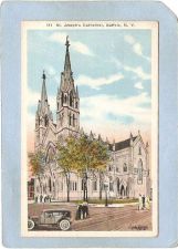 Buy New York Buffalo St Joseph's Cathedral Street Scene Intersection w/Trolley~2655