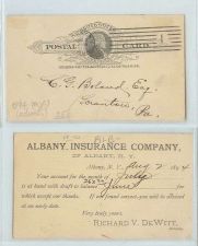 Buy New York Albany Penny Postal Card Advertising Albany Insurance Co. Account~102