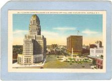 Buy New York Buffalo Loking Down Delaware Ave Showing City Hall & Statler Hote~2615
