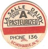 Buy New York Schoharie Milk Bottle Cap Name/Subject: La Salle Dairy Grade A Mi~428