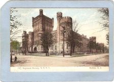 Buy New York Buffalo 74th Regiment Armory N G Street Scene Intersection w/Trol~2778