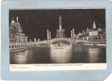Buy New York Coney Island Amusement Park Postcard Dreamland Night Scene w/Gold~398