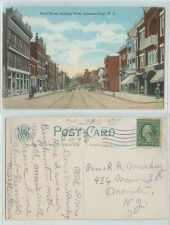 Buy New York Johnson City Main St. Looking West Trolley tracks w/trolley car a~108