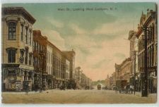 Buy New York Lockport Main St Looking West Trolley Car and Tracks Horses and W~244