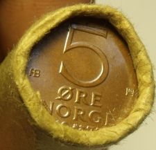 Buy Gem Unc Original Roll (50) Norway 1977 5 Ore~Standing Lion~Free Shipping