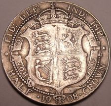 Buy Huge Rare Silver Great Britain 1908 Half Crown~We Have Great Britain Silver~F/S~