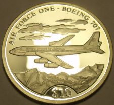 Buy Silver Proof Liberia 2000 $10.00~Air Force One Boeing 707~Free Shipping