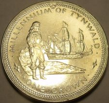 Buy Gem Unc Isle Of Man 1979 Crown~Millennium Of Tynwald~Huge Ship~100k Minted~Fr/Sh