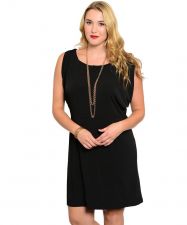 Buy Jonathan Martin Dress Plus Size 1X-3X Solid Black Sleeveless Scoop Neck Keyhole