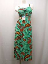 Buy Paisley Spaghetti Strap Multi-Color Smocked Elastic Waist Beach Sundress Size L