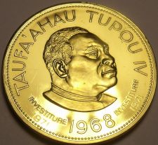 Buy Rare Gem Unc Tonga 1968 Panga~Taufa'ahau Tupou IV~3k Minted~Gold Plated~Free Shi