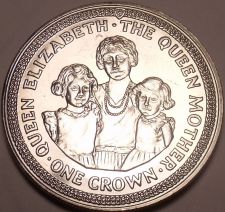 Buy Massive Gem Unc Isle Of Man 1985 Crown~The Queen Mother With Both Daughters~Fr/S