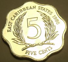 Buy Rare Proof East Caribbean States 1986 5 Cents~Only 2,500 Minted~Free Shipping