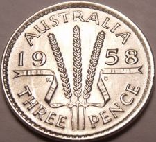 Buy Gem Unc Silver Australia 1958 3 Pence~Excellent~Free Shipping