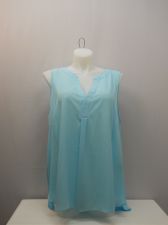 Buy PLUS SIZE 3X Women Tunic Top ZAC & RACHEL Solid Aqua Sea Pleated Back Split Neck