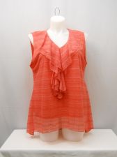 Buy Shannon Ford NY Women’s Lace Top Plus Size 3X Solid Dark Coral Sleeveless Lined