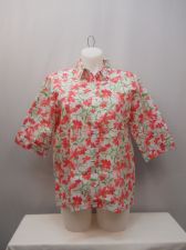 Buy SIZE XL Womens Button Down Shirt AMERICAN SWEETHEART Multi Floral Elbow Sleeves