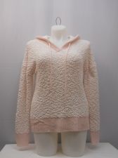 Buy SIZE XL Sweater NO BOUNDARIES Popcorn Chenille Hooded Ribbed Hem Solid Pink