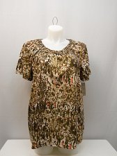 Buy SIZE XL Womens Tunic Top WHITE STAG Brown Animal Macrame Scoop Neck Pullover