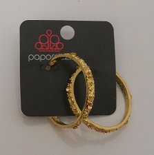 Buy Women Fashion Hoop Earrings Rhinestones Gold Tones Push Back Fasteners PAPARAZZI