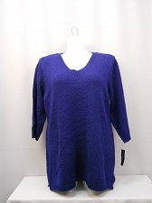 Buy Women Tunic Sweater Plus Size 0X KAREN SCOTT Solid Blue V-Neck 3/4 Sleeves