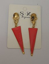 Buy Women Earrings Fashion Post Drop Dangle Gold Skulls Pink Triangles Push Back Fas