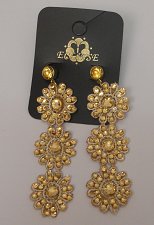 Buy Women Earrings Drop Dangle Flowers Rhinestones Gold Tones Fashion Push Backs Fas