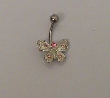 Buy Women Belly Body Ring Fashion Butterfly Silver Pink Rhinestones FASHION JEWELRY