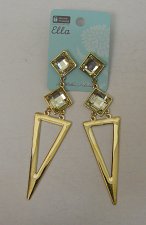 Buy Women Fashion Drop Dangle Earrings Gold Tones Triangle Rhinestones ELLA Push Bac