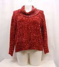 Buy Womens Sweater Cowl Neck Size XL Solid Red Long Sleeves