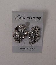 Buy Women Fashion Stud Earrings Silver Tones Leopards Rhinestones Unbranded Push Bac