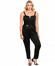 Buy Women Jumpsuit Solid Size 1XL 2XL 3XL Spaghetti Straps Straight Legs