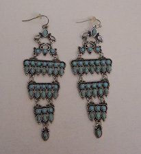 Buy Earrings Women Fashion Drop Dangle Silver Tones Mint Green Beads XILOO Hook