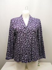 Buy SIZE L Women Sleep Shirt ALFANI Button Front Purple Floral Long Sleeves Collared