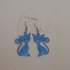 Buy Womens Fashion Earrings Blue Cats Rhinestones FASHION JEWERLY Drop Dangle Hooks