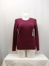 Buy PLUS SIZE 1X Cable Sweater CHARTER CLUB Berry Long Sleeves Crewneck Medium Knit