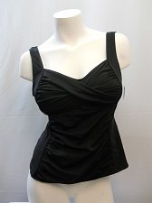 Buy SIZE 14 Women Twist Front Tankini Swim Top TROPICULTURE Solid Black Wide Straps