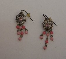 Buy Womens Fashion Earrings Drop Dangle Pink Rhinestones Beads Unbranded Hooks