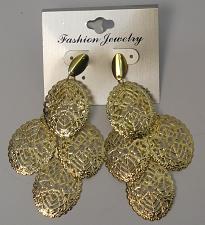 Buy Women Lacey Oval Earrings Drop Dangle Gold Tones Push Back Fasteners FASHION