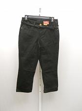 Buy Womens Denim Jean Capris SIZE 4 FADED GLORY Solid Black Cuff Legs Belt Inseam 21