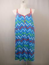 Buy PLUS SIZE 2X Womens Chemise Tank Henley SECRET TREASURES Blue Chevron V Neck