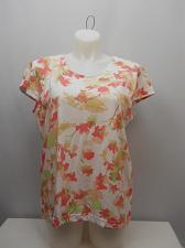 Buy Women Knit Top SIZE XL ADRIAN DELAFIELD Coral Floral Scoop Neck Cap Sleeves