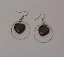 Buy Women Earrings Brown Heart Drop Dangle Silver Tones Hook Fasteners YIHAO JEWELRY