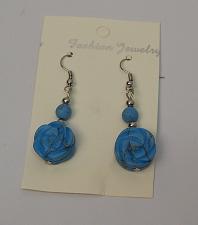 Buy Women Blue Flower Earrings Drop Dangle Silver Tones Hook Fasteners FASHION