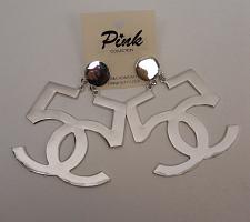 Buy Unisex Earrings Silver Tones Fashion Drop Dangle PINK COLLECTION Push Backs