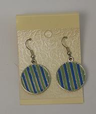 Buy Women Round Earrings Blue Green Striped Drop Dangle Hook Fasteners Unbranded