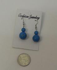 Buy Women Blue Stone Beaded Earrings Drop Dangle Silver Tones Hook Fasteners FASHION
