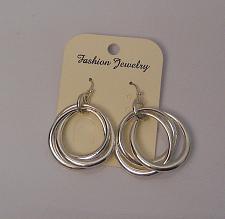 Buy Women 3 Ring Earrings Drop Dangle Silver Tones Hook Fasteners FASHION JEWELRY